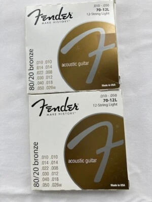 2pcks Fender 70-12 Light 80/20 Bronze acoustic guitar strings (10-50) - Image 1 of 3