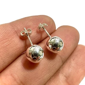 8 mm Sterling Silber Kugel Ohrstecker 925 rund minimalistisch Geschenk für Damen - Bild 1 von 7