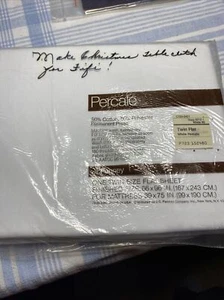 Hoja plana doble blanca vintage JC Penney Home 50/50 sin percal de hierro nueva EE. UU.  - Imagen 1 de 5