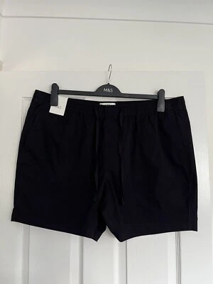 M&S MENS NAVY BLUE ELASTICATED WAIST CHINO SHORTS Size 2XL Waist 42”-44” BNwt - Image 1 of 4