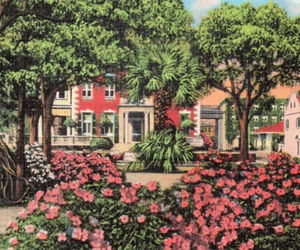 Postal de Savannah Georgia GA Residence District Forsythe Park publicada 1938 - Imagen 1 de 3