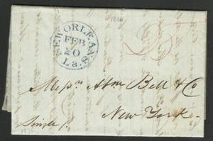 New Orleans/La. blue cds. on 1836 SFL w/printed prices current. - Picture 1 of 2