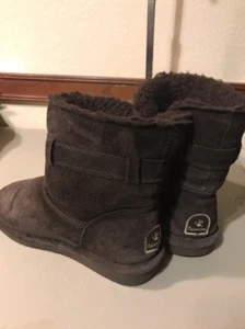 Bear Paw Brown Fur Ankle Boots Size 6 - Picture 1 of 9