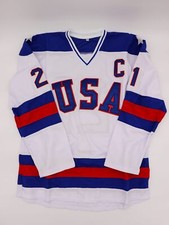 1980 USA “Miracle on Ice” #21 Captain Mike Eruzione White Olympic Hockey Jer