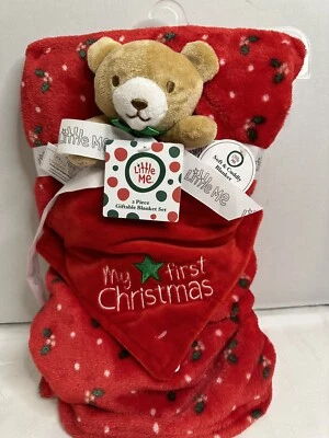 My first Christmas 红色毯子 带毛绒玩具 lovey — 第 1/4 张图片