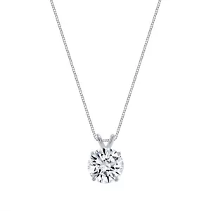 "Collana Ciondolo Solitario Diamante Simulato Oro Bianco 2,75 Ct 18" - Foto 1 di 3