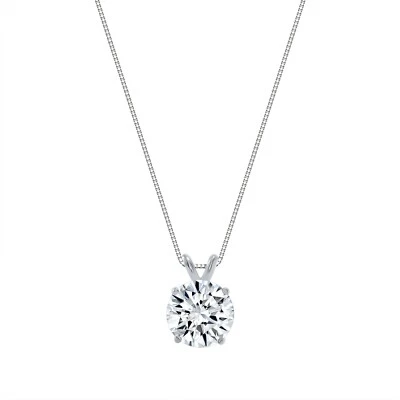 2.75 Ct Round 14K White Gold Created Diamond Solitaire Pendant Necklace 18" - Image 1 of 3