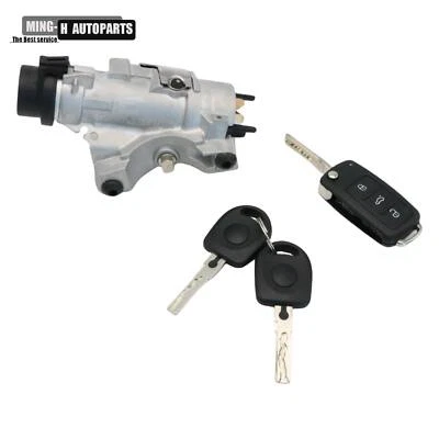 For Audi 98-09 A4 Ignition Lock Cylinder Assembly With Key Shells 4B0905851P - Image 1 of 4