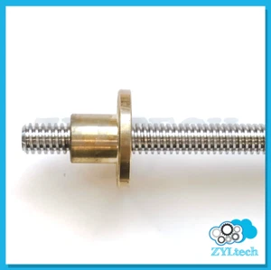 10mm T10x2 Trapezoidal ACME Lead Screw w/ Brass Nut - Pre-cut lengths 200mm-1000 - Picture 1 of 4
