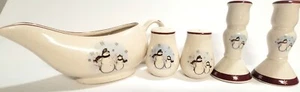 Royal Seasons Stoneware Snowmen Burgundy On Beige Holiday Kitchen accessories - Picture 1 of 4