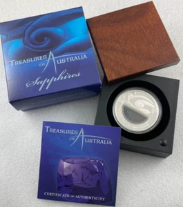 2007 Treasures of Australia SAPPHIRES Locket 999 Silver Perth Mint Coin - Imagen 1 de 7