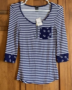 Women's NEW rue 21 3/4-Sleeve Striped Blouse - M - Picture 1 of 3