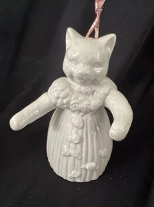 Katzenglocke anthropomorphe Ballerina Katze/Kätzchen Glocke weiß, Ornamentglocke Katze EUC - Bild 1 von 12