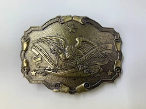 Vintage Belt Buckle SECOND AMENDMENT 1975 Brass Lewis Buckles Gander Mountain 2A - Picture 1 of 3