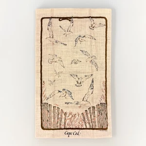 Toalla de té vintage Cape Cod Birds gaviota voladora Ma Stevens lino 27 pulgadas x 16 pulgadas - Imagen 1 de 9