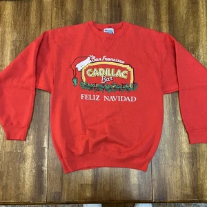 Sudadera De Colección San Francisco Cadillac Bar Feliz NavidaD Talla Grande Red Hanes - Imagen 1 de 21