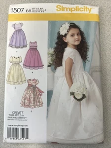 UNCUT Simplicity 1507 Girls Dress Special Occasion Wedding (4-8) Sewing Pattern - Picture 1 of 3