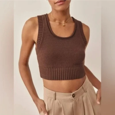 Suéter de algodón Reformation Norma para mujer S marrón Foto 1 de 4