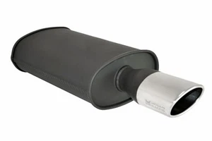 MEGAN O-ST 3x4.5" Single Stainless Tip Oval Black Exhaust Muffler 2.5" inlet - Picture 1 of 2