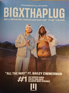 2025 BAILEY ZIMMERMAN BIGXTHAPLUG ORIGINAL (UNFRAMED) magazine PROMO AD 10 x 13 - Picture 1 of 1