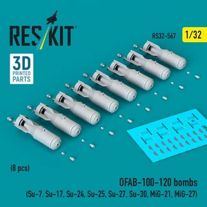 Bombas RS32-0567 1/32 OFAB-100-120 8 piezas para Su-7 Su-17 Su-24, Su-25, Su-27, Su-30 - Imagen 1 de 3