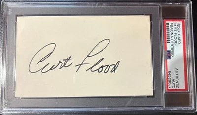 TARJETA ÍNDICE FIRMADA POR CURT FLOOD ENCAPSULADA PSA LOUIS CARDINALS MLB BÉISBOL Foto 1 de 3
