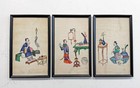 Wonderful Set of 3 Antique Chinese Pith Rice Paper Paintings with Nice Detail