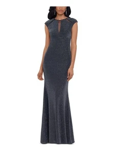 B&A BY BETSY & ADAM Womens Silver Cap Sleeve Full-Length Empire Waist Dress 4 - Picture 1 of 6