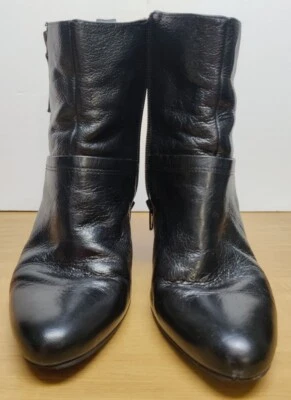 Nine West Size 8.5M Women's Ankle Booties Black Leather Upper Pointed Toe Zip UP - Image 1 of 4