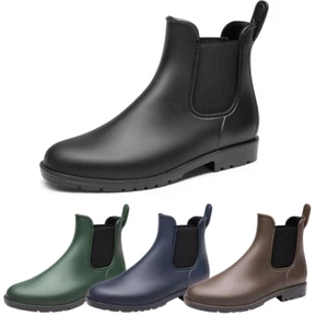 Women Ankle Rain Boots Chelsea Short Boots Waterproof Elastic Slip On Boots - Picture 1 of 18