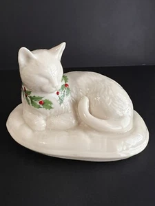 Lenox Holiday White Cat  - Picture 1 of 6