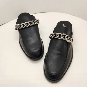 Mocassini Free People mules donna 9,5 pelle nera catena Vida preppy nuovi $148 - Foto 1 di 15