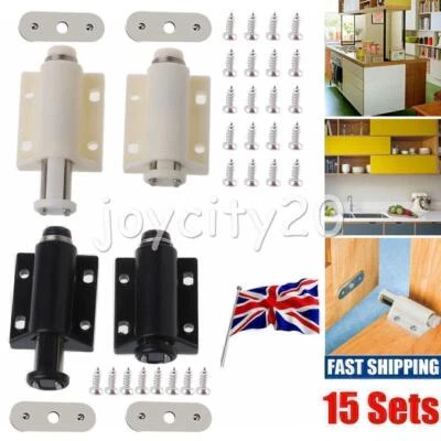 15PCS Push To Open Magnetic Door Drawer Cabinet Latch Durable Drawer Latch Black - Image 1 of 4