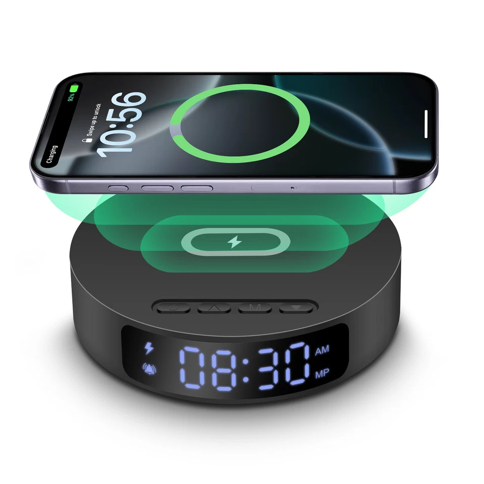 Alarm Clock Wireless Charger Dock For iPhone 16 15 Samsung Z Flip7 Z Fold7 S25+ - Image 1 of 4