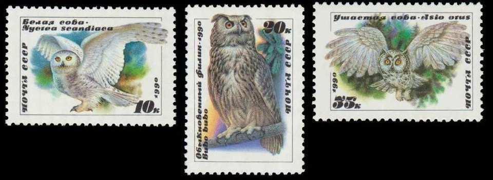 Russia #Mi6063-Mi6065 MNH 1990 Owls [5871-5873] - Image 1 of 1