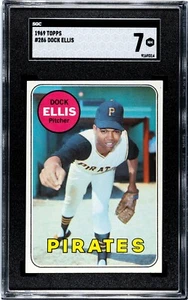 1969 TOPPS Baseball #286 DOCK ELLIS SGC 7 NRMT - Foto 1 di 2