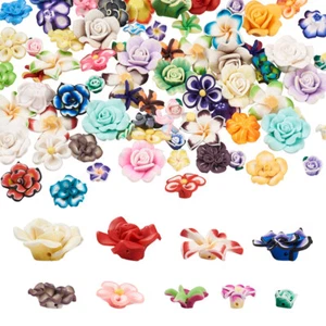 90 Stck. 9 Stile Bunt Handgefertigt Polymer Ton 3D Blume Plumeria Perlen 12 ~ 31 mm - Bild 1 von 10