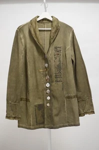 Bottega By Elisa Cavaletti Grün Blazer Jacke Cardigan Baumwolle Italian Style XXL - Bild 1 von 6