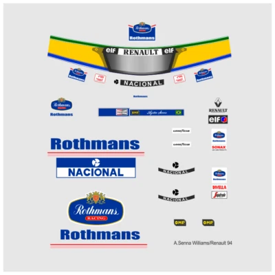 F1 Decal 1:18 Ayrton Senna Figurendecal - Renault Williams  - 1994 - Bild 1 von 3