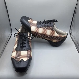 Footjoy Lopro Golf Shoes Women's 7.5M Brown Black Oxford Wingtip Spike A81 - Picture 1 of 12