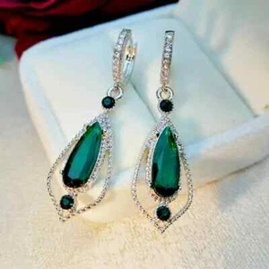 Fashion 925 Silver Filled Drop Earring Women Cubic Zircon Jewelry Wedding Gift - Picture 1 of 4
