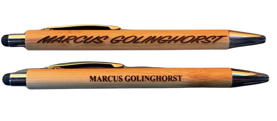 5 bolígrafos estilistas de bambú grabados con láser personalizados Foto 1 de 1