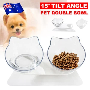 Elevated Tilted Puppy Dog Bowl Cat Bowls Stand Feeder Food Water Raised Lifted - Picture 1 of 11