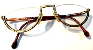 Fendi Vintage Half Rim Frames with Case Gold Amber Roman Numeral - Picture 1 of 15