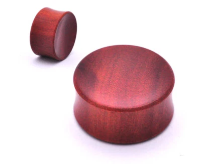 Pair of Saba or Crocodile Wood CONCAVE Plugs organic gauges 0g thru 2 inches - Image 1 of 4