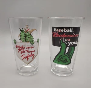 Pair Dayton Dragons Baseball Pint Glasses / Budweiser / Cincinnati Reds High A - Bild 1 von 5