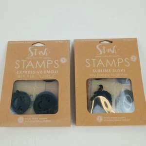 Stash Unique Foam Stamps Lot of 2 - Expressive Emoji and Sublime Sushi NEW - Picture 1 of 5
