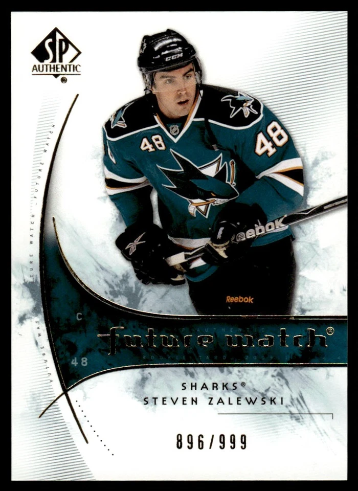 2009-10 SP Authentic Steven Zalewski Rookie 896/999 San Jose Sharks #170 - Image 1 of 2