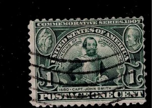 US Scott #328, Single 1907 John Smith 1c FVF Used - Picture 1 of 1