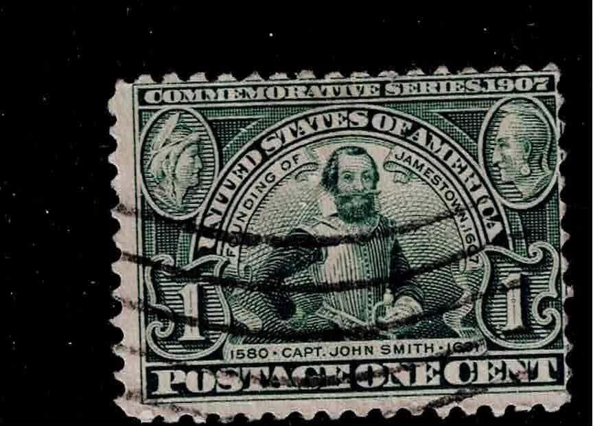 US Scott #328, Single 1907 John Smith 1c FVF Used - Image 1 of 1